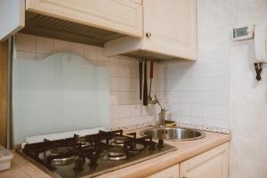a kitchen with a stove and a sink at Loft Raffaello 22 in Urbino