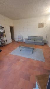 a living room with a couch and a coffee table at Le logis troglodyte in Loches +9 photos