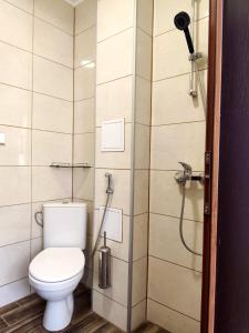 a bathroom with a toilet and a shower at Daisy Forest in Borino +51 photos