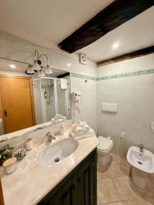 a bathroom with a sink and a toilet at La Sibillina in Sarnano