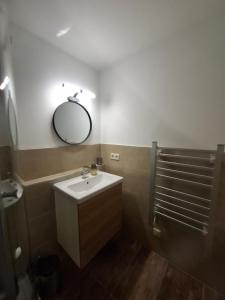 a bathroom with a sink and a mirror on the wall at Julia's Oase in Sasbachwalden