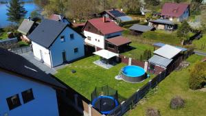 an aerial view of a house with a yard at Vila Jesenice in Lipová