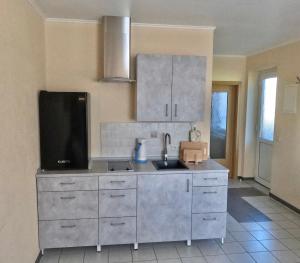 eine Küche mit Spüle und Arbeitsplatte in der Unterkunft Apartment Mahlke in Stedar