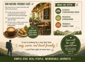 a flyer for a coffee shop with food and drinks at The Travellers Nest in Siliguri +1 photo