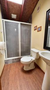 a bathroom with a toilet and a sink at Hospedaje Martita Patagonia in Coihaique +52 photos