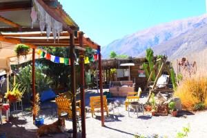 a group of chairs and a house in the desert at Astro Camping Elqui Experience in Vicuña