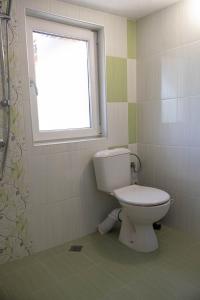 a bathroom with a toilet and a window at Вила Карапча in Stoyan Zaimovo +15 photos