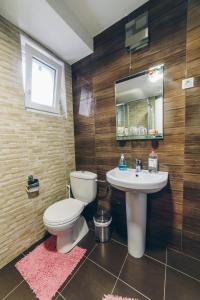 a bathroom with a toilet and a sink at Sreckovic Apartmani 2 in Kragujevac +11 photos