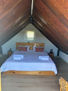 a bedroom with a large bed in a attic at Mrdina house in Kali