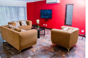a living room with two chairs and a tv at Noah Garden in Johannesburg