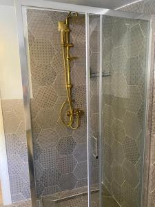 a shower with a glass door in a bathroom at City Suites Budva in Budva +57 photos