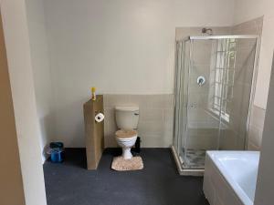 a bathroom with a toilet and a shower at Fiet Star in Midrand +51 photos