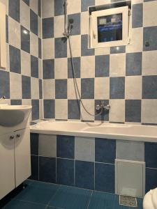 a bathroom with a toilet and a sink and a shower at Avram Iancu 365 in Floreşti
