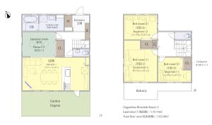 a floor plan and a plan of a house at Nagashima Riverside Resort 2 in Kuwana