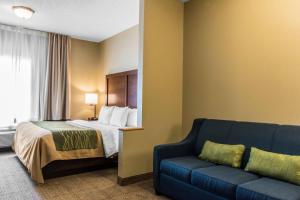 a hotel room with a bed and a couch at Comfort Inn Lancaster County in Columbia