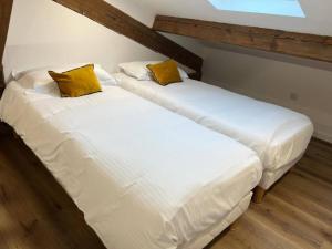 two beds sitting next to each other in a room at Suite des Princes with Private Garden by La Boîte En Plus in Chantilly