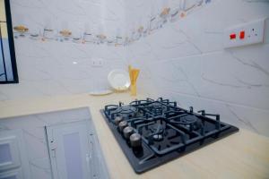 a stove top in a kitchen with a counter top at Zanzibar Residence in Zanzibar City