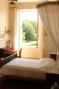 a bedroom with a bed and a window at Château de Bois Renard in Saint Laurent Nouan