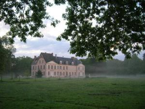 une grande maison au milieu d'un champ dans l'établissement Château de Bois Renard, à Saint-Laurent-Nouan