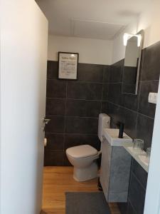 a bathroom with a toilet and a sink at Casa Lieselotte in Velden am Wörthersee +4 photos
