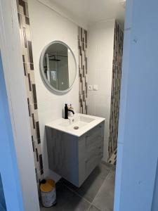 a bathroom with a sink and a mirror at Maison entière in Dax +19 photos