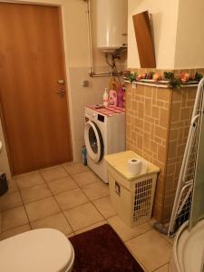 a small kitchen with a washing machine in it at Köleri B&B in Suure-Jaani