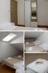 four different views of a room with two beds at Apartments Herceg in Međugorje