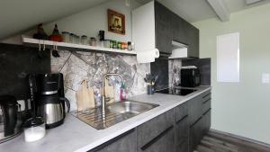 a kitchen with a sink and a counter top at Sorayas Welt in Neufeld