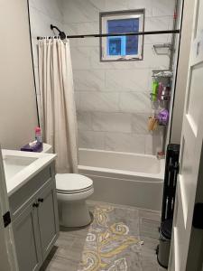a bathroom with a toilet and a tub and a sink at Homestay in Boston Fields Corner Area in Boston +24 photos