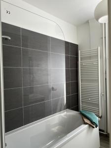 a bathroom with a bath tub and a shower at Cosynumber8 in Bar-sur-Seine +7 photos