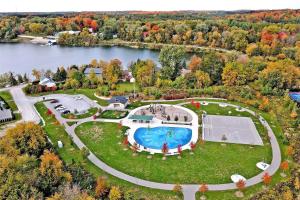an aerial view of an estate with a swimming pool at Lakefront Suite with Geodesic Dome Experience in Stouffville