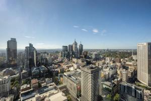 an aerial view of a city with tall buildings at LaneStay - 2BR Panoramic Views w Pool Spa & Gym in Melbourne