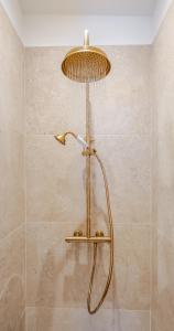 a shower with a shower head in a bathroom at Escale victorienne in Saint-Étienne