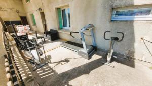 an overhead view of a gym with two tread machines at Gîte Champgrand in Loriol-sur-Drôme +7 photos