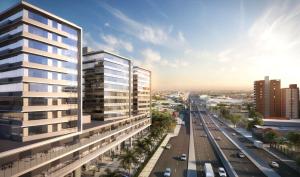 an aerial view of a city with tall buildings at Loft Exclusivo - Maxplaza in Canoas