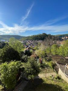 a view of a city from a hill with trees at Casa Dalia 1 in Sighişoara