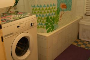 a laundry room with a washing machine in a bathroom at Smestaj Vanja in Arilje