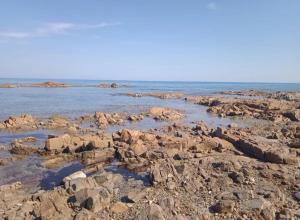 a group of rocks on a beach near the water at Galtellì casa vacanze in Galtellì