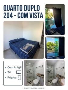 a collage of pictures of a bedroom with a bed and a window at terraço do peró cabo frio pousada in Cabo Frio +46 photos