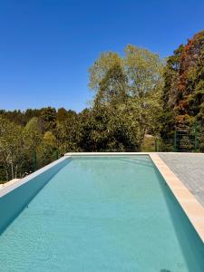 a swimming pool with blue water in front of trees at Guesthouse Gate5 in Anadia