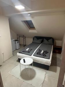 a bedroom with a bed and a table in it at Studio nikola in Soko Banja