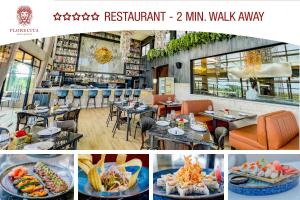 a collage of photos of a restaurant with tables and food at Hotel NEON by Playa Palmera Beach Resort in Punta Cana