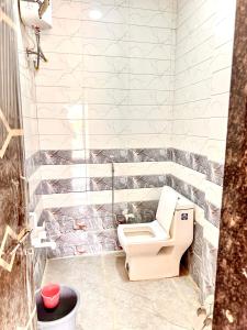a bathroom with a toilet and a sink at Shiv Guest house in Ellora +12 photos
