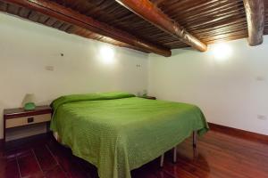 ナポリにあるLe Mie Dimoreのベッドルーム1室(緑のベッド1台付)