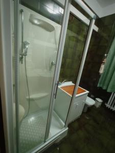 a bathroom with a shower and a toilet at La Ceramica in Appignano +13 photos