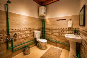 a bathroom with a toilet and a sink at Pema's Cottage by Outback Escapes in Kaza