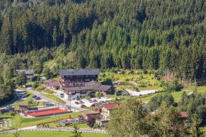 an aerial view of a village in the mountains at Hotel Hubertus in Neukirchen am Großvenediger