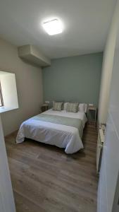 a bedroom with a large bed in a room at Casa rural A Fonte, Balneario Histórico de Cortegada in Cortegada