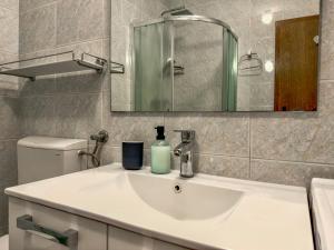 a bathroom with a sink and a mirror and a toilet at Jellyfish in Malinska +6 photos