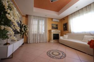 a living room with a couch and a fireplace at Raggio di sole in Catania